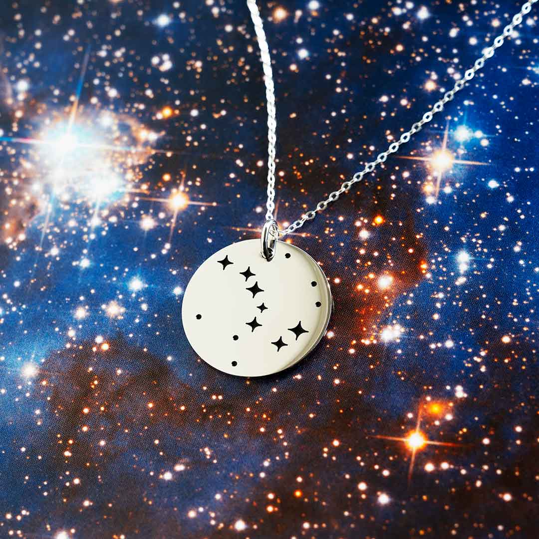Big Dipper Necklace - steel pendant engraved with the Big Dipper asterism. Constellation jewelry for science teachers, astronomers, astronomy majors, and star gazers. Great gift!