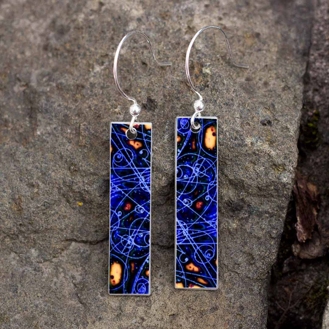 Particle Physics Earrings - using an image from a bubble chamber - science jewelry, great gift for a student, teacher, or physicist