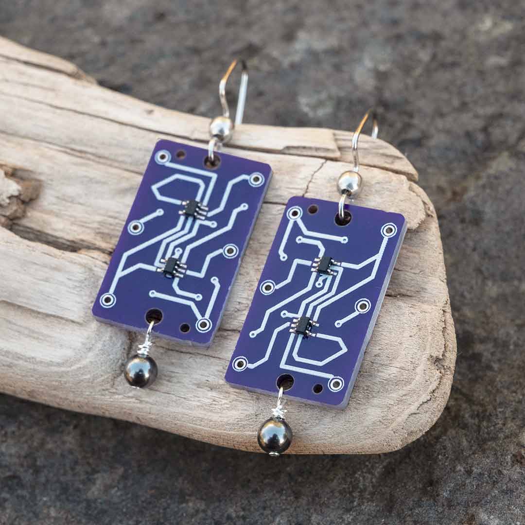 Circuit Board SR Latch Earrings
