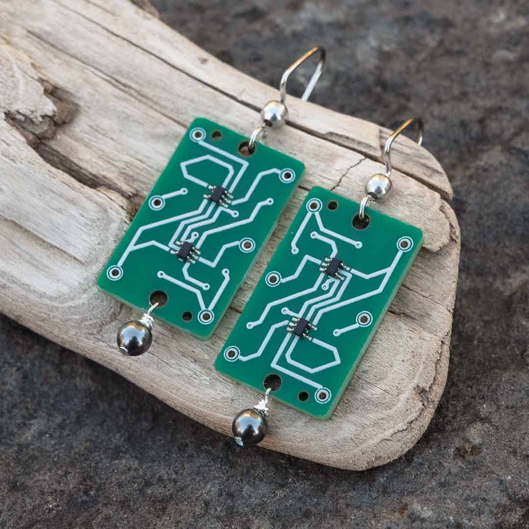 Circuit Board SR Latch Earrings