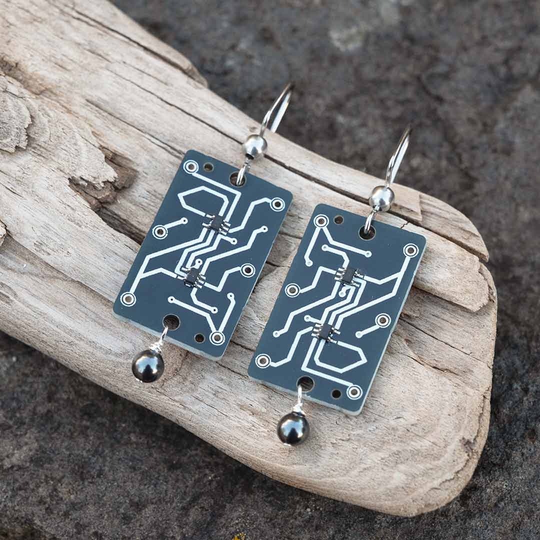 Circuit Board SR Latch Earrings