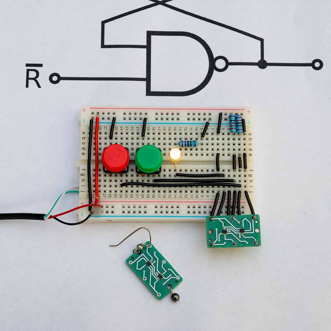 Circuit Board SR Latch Earrings