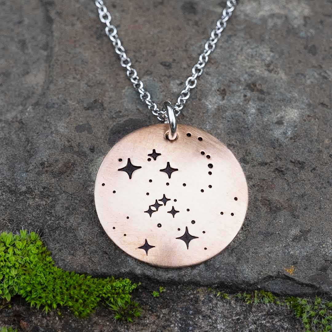 Orion Constellation Necklace, Hand-stamped