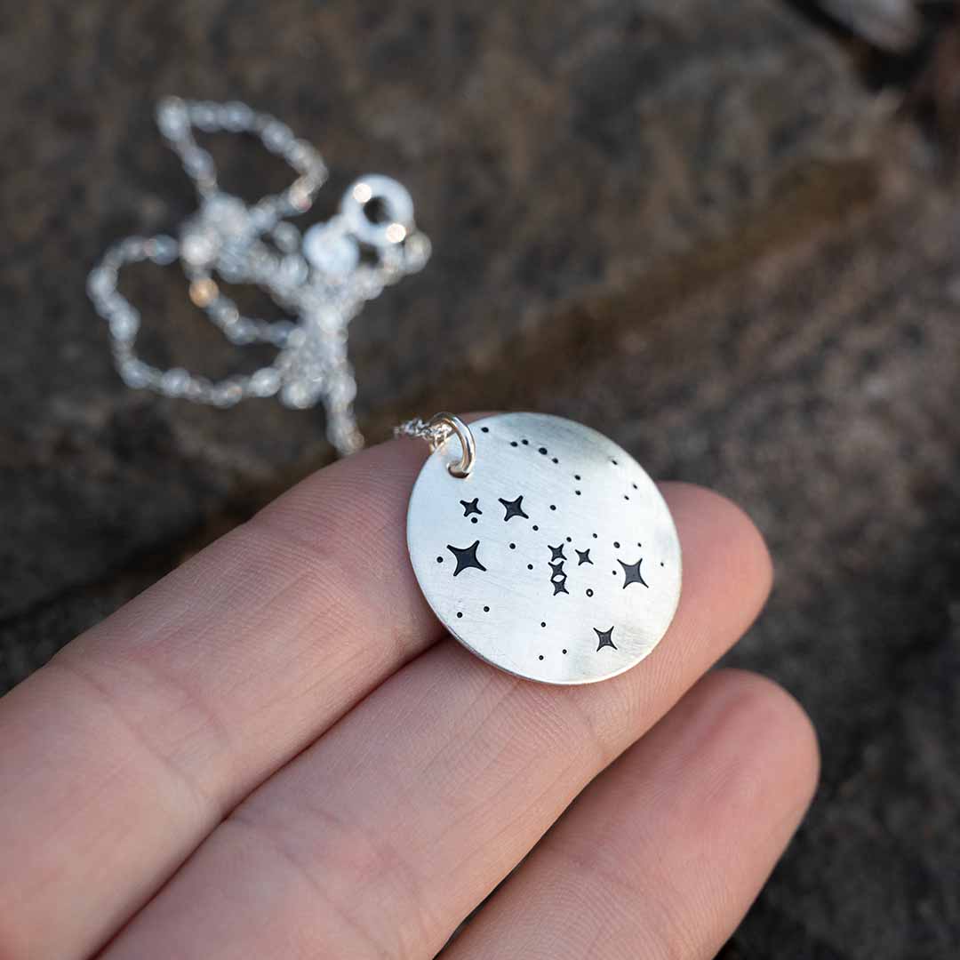 Orion Constellation Necklace, Hand-stamped