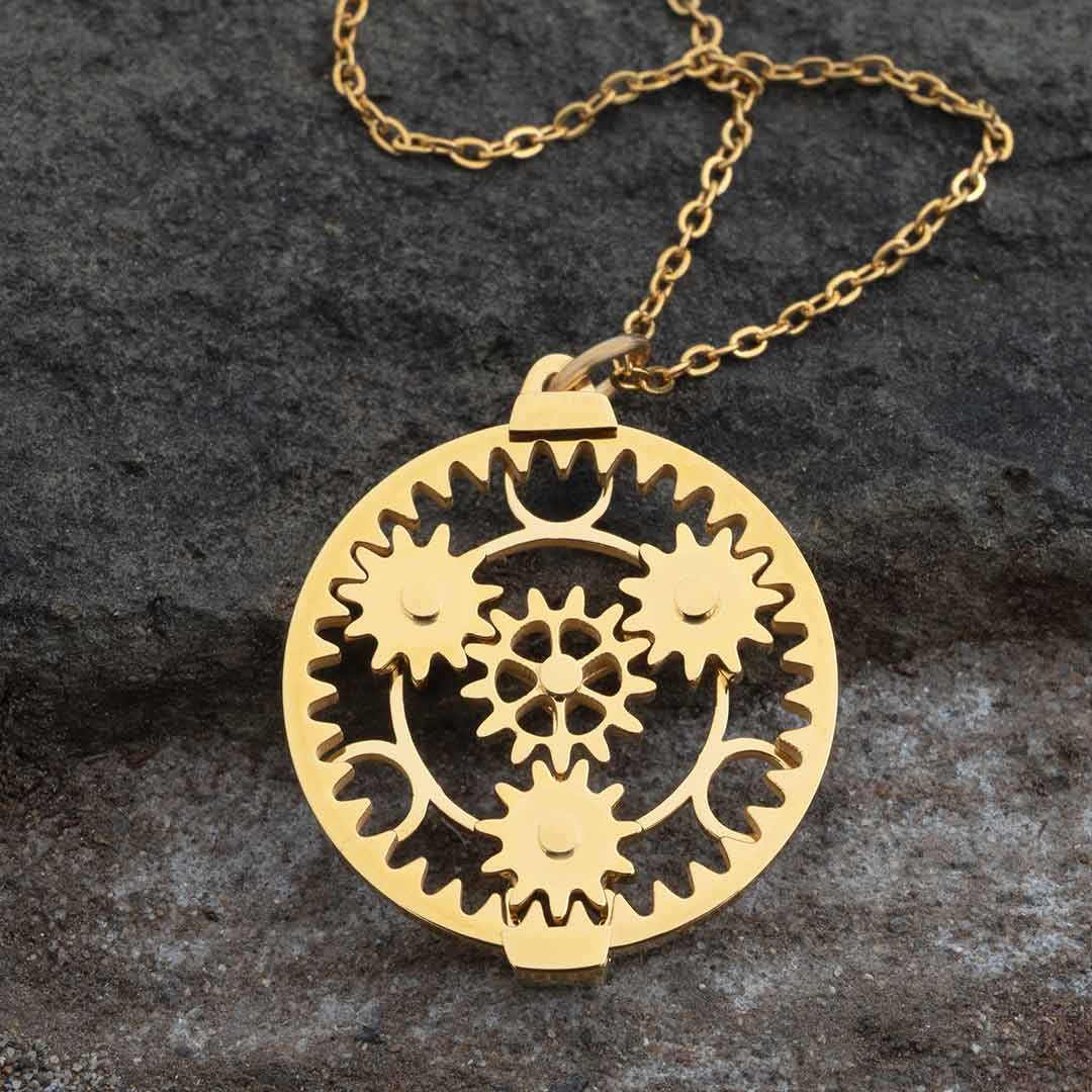 Planetary Gears Necklace - Kinetic Engineering Jewelry - Boutique