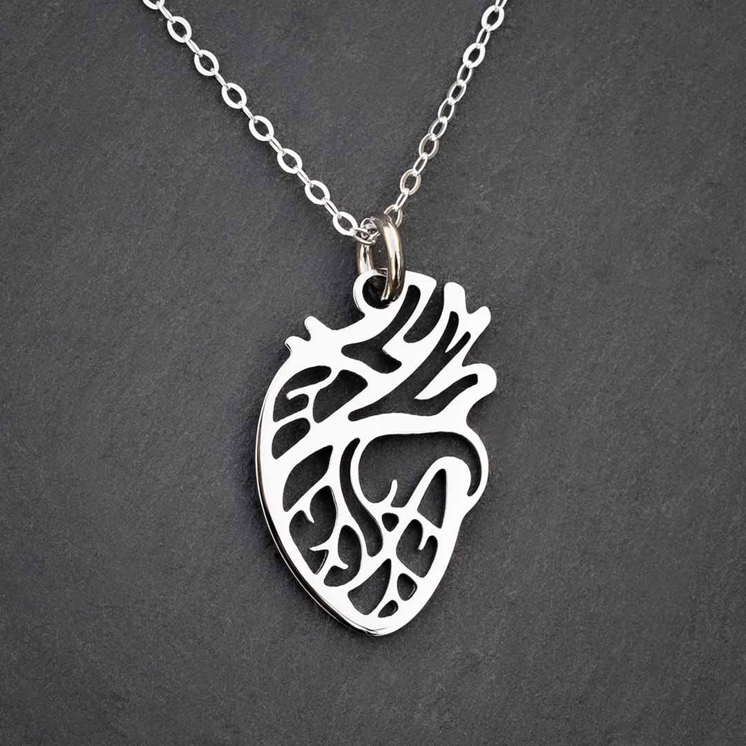 Anatomical Heart Necklace - science jewelry that makes great gifts for students and teachers in biology and medicine.