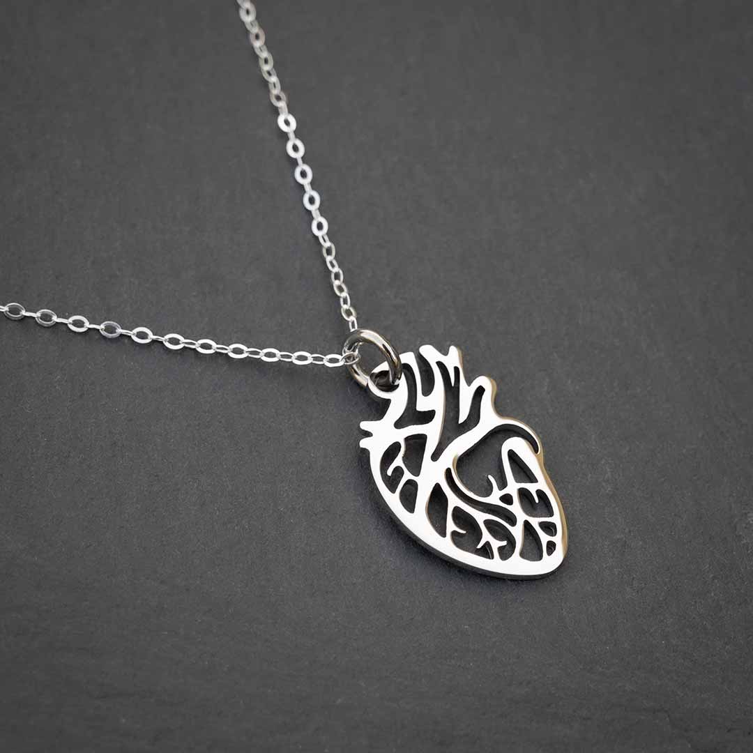 Anatomical Heart Necklace - science jewelry that makes great gifts for students and teachers in biology and medicine.