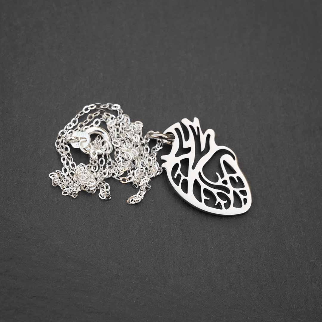 Anatomical Heart Necklace - science jewelry that makes great gifts for students and teachers in biology and medicine.