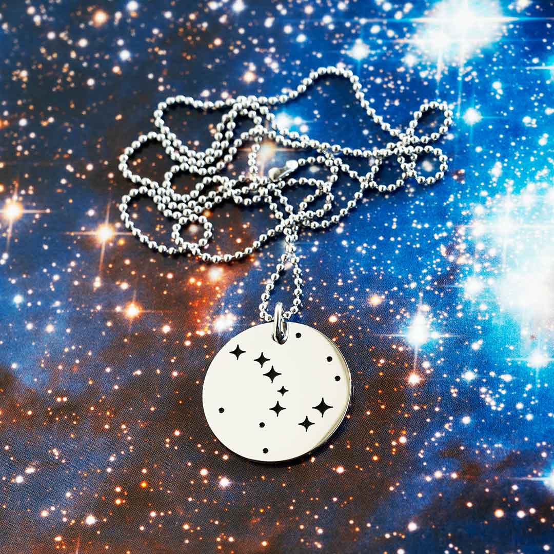 Big Dipper Necklace - steel pendant engraved with the Big Dipper asterism. Constellation jewelry for science teachers, astronomers, astronomy majors, and star gazers. Great gift!