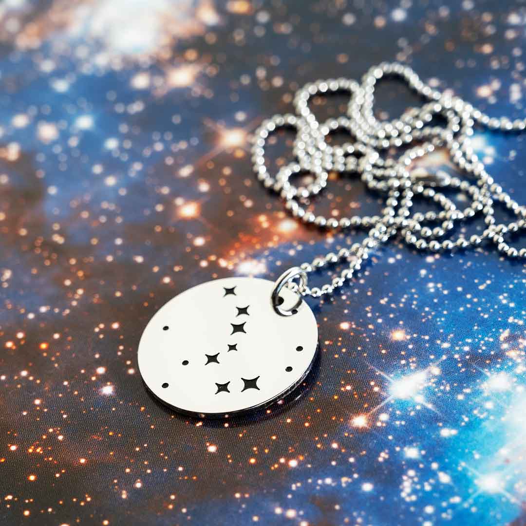 Big Dipper Necklace - steel pendant engraved with the Big Dipper asterism. Constellation jewelry for science teachers, astronomers, astronomy majors, and star gazers. Great gift!