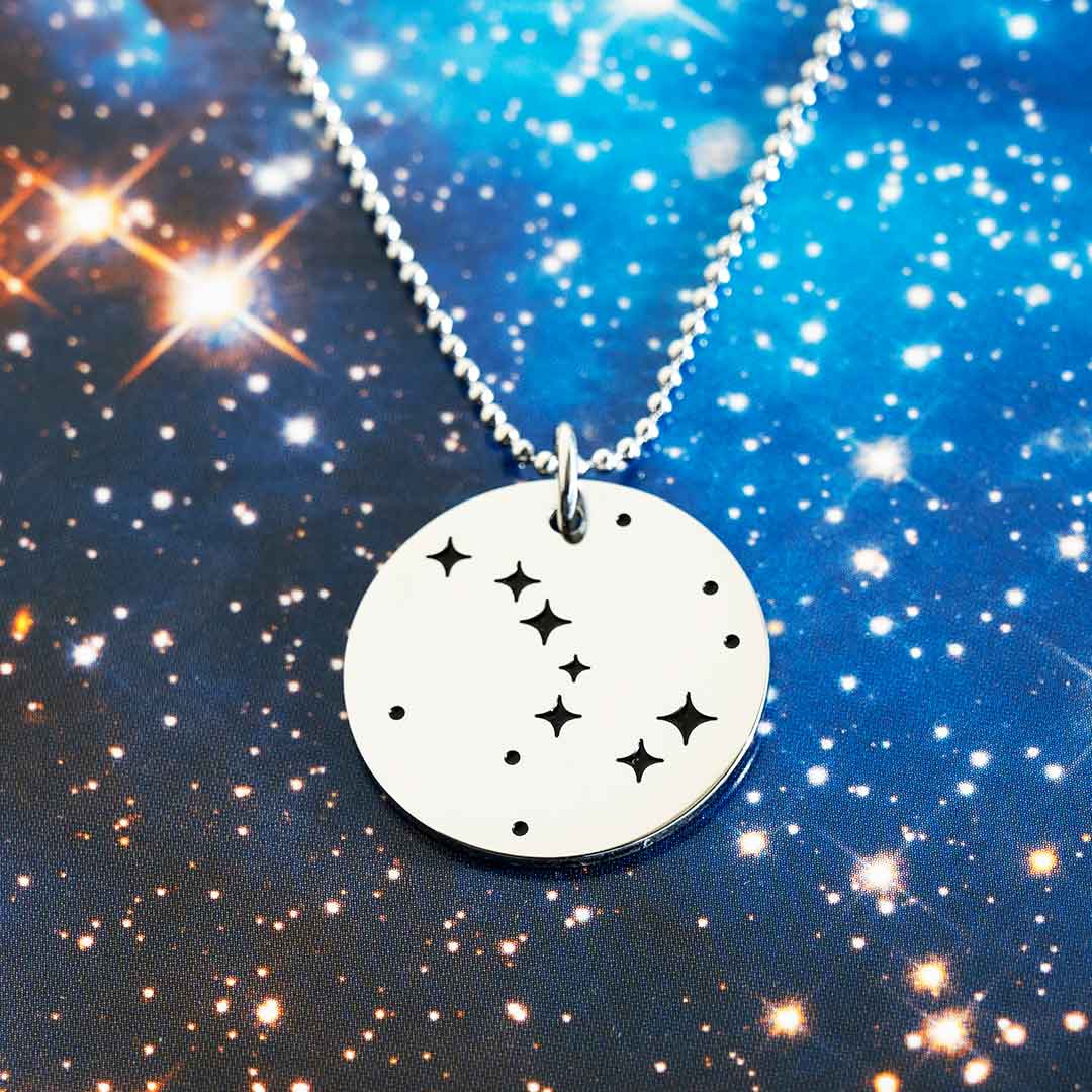 Big Dipper Necklace - steel pendant engraved with the Big Dipper asterism. Constellation jewelry for science teachers, astronomers, astronomy majors, and star gazers. Great gift!