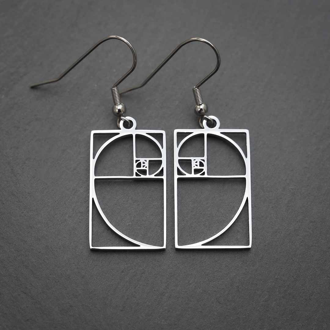 Fibonacci Earrings, based on the golden ratio. Great math jewelry for a student or teacher in mathematics.