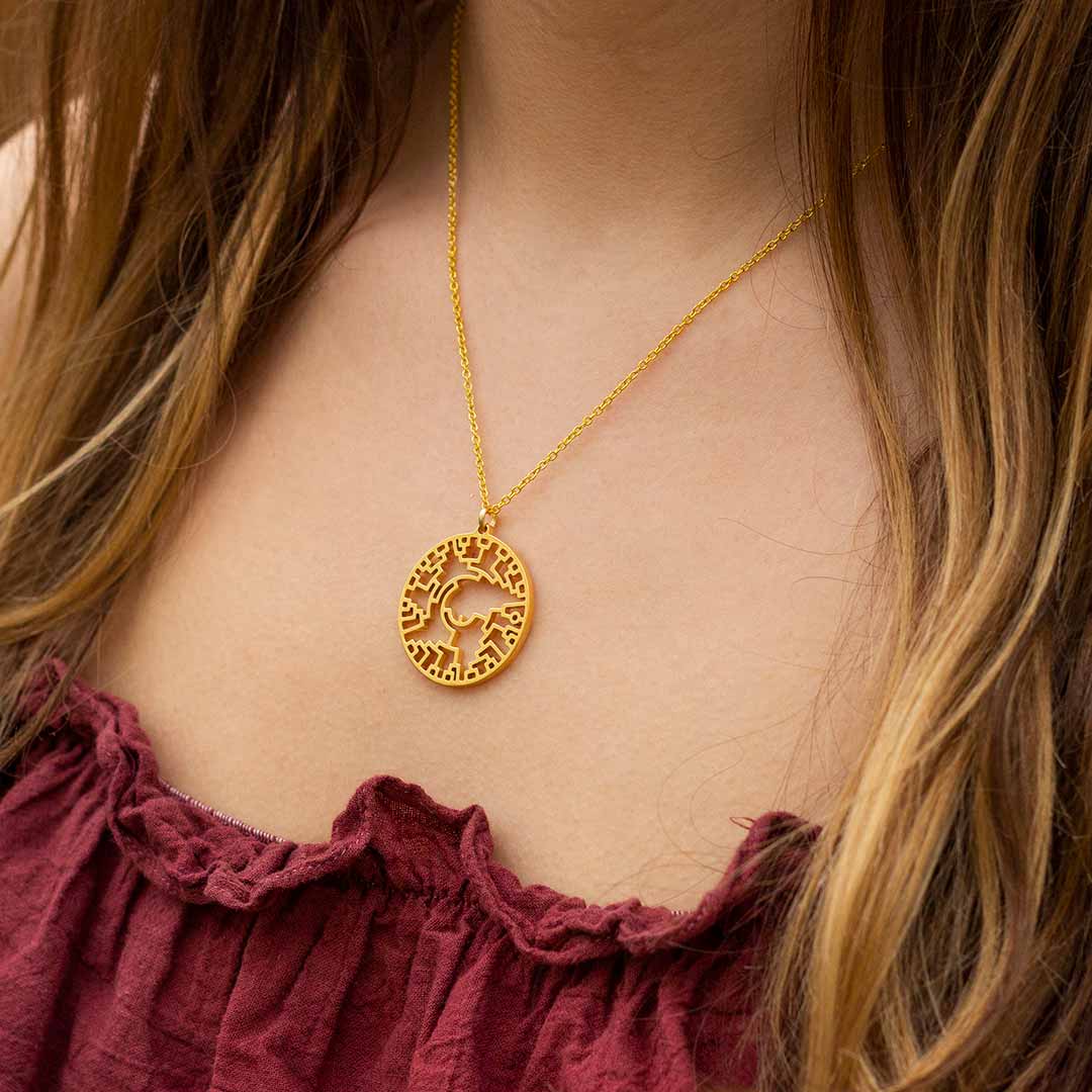 Phylogenetic Tree of Life Necklace: Darwin evolution science jewelry gift - gold version