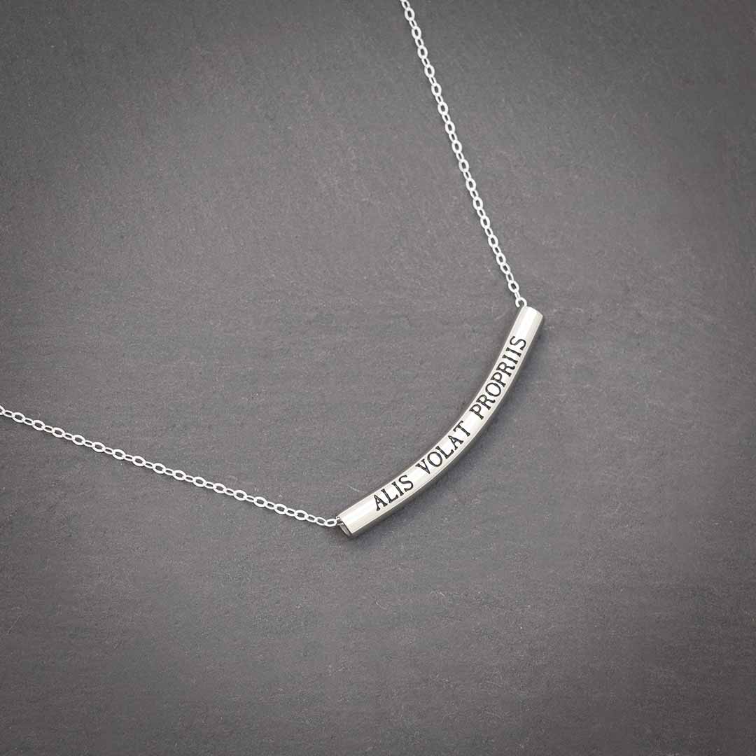 “ALIS VOLAT PROPRIIS” necklace - Elegant science jewelry gift for smart, strong, determined women. Latin phrase translates to &quot;she flies with her own wings.&quot; 