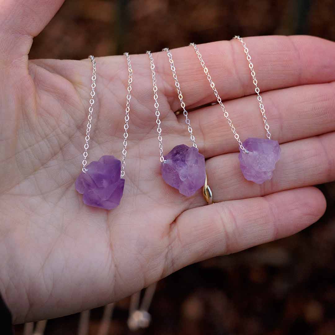 Amethyst Polished Point Pendant in Capped Metal Setting | New Moon  Beginnings