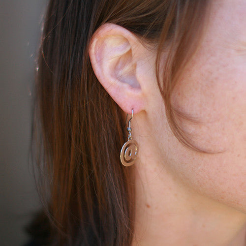 @ sign earrings - perfect science jewelry gift for computer and technology teachers and students, web designers, and internet users. Made from rhodium plated brass on stainless steel ear hooks.