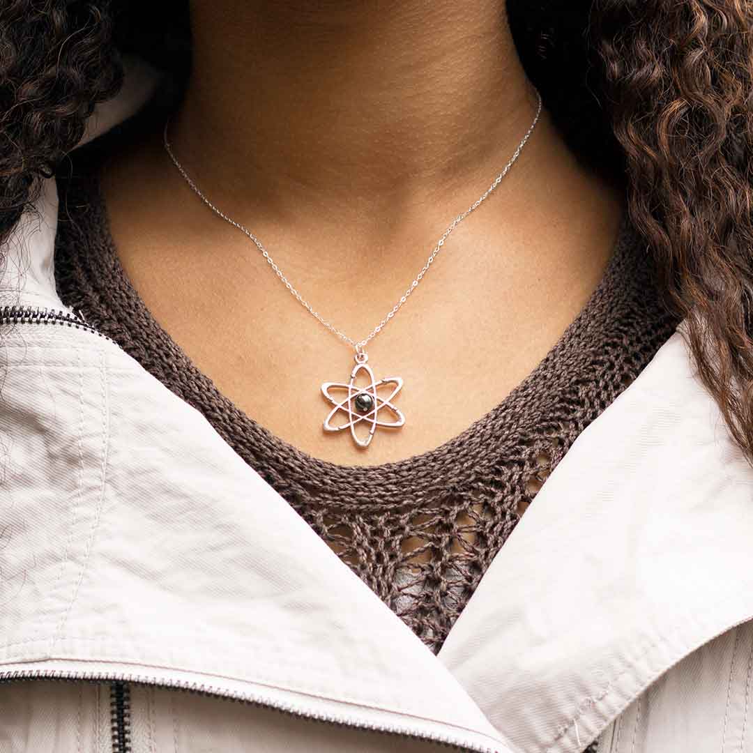 Atomic Science Necklace - physics and chemistry jewelry, great gift for a scientist, teacher, physicist, or chemist. 