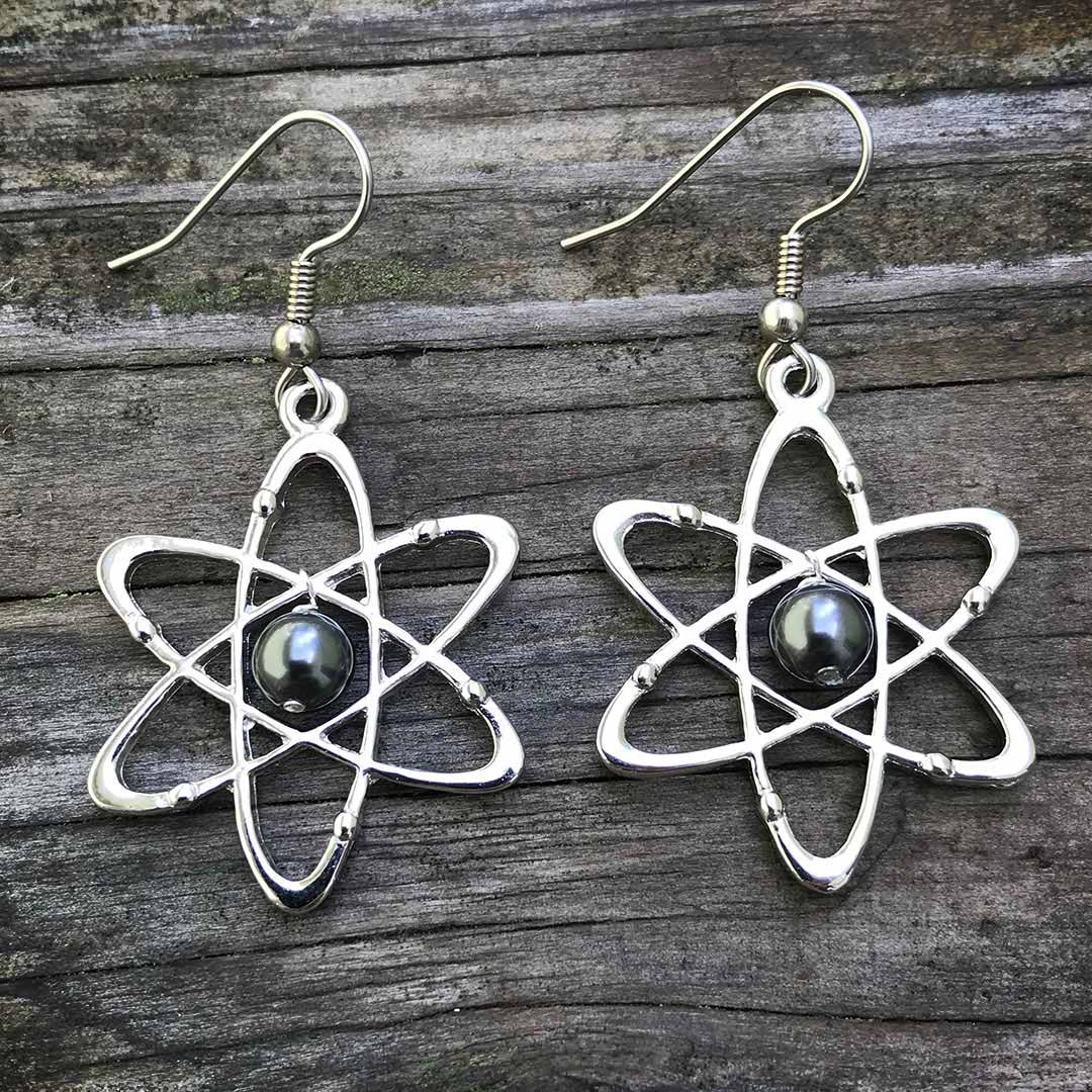 Atomic Science Earrings - science jewelry for students of physics, biology, or anything related to the atom