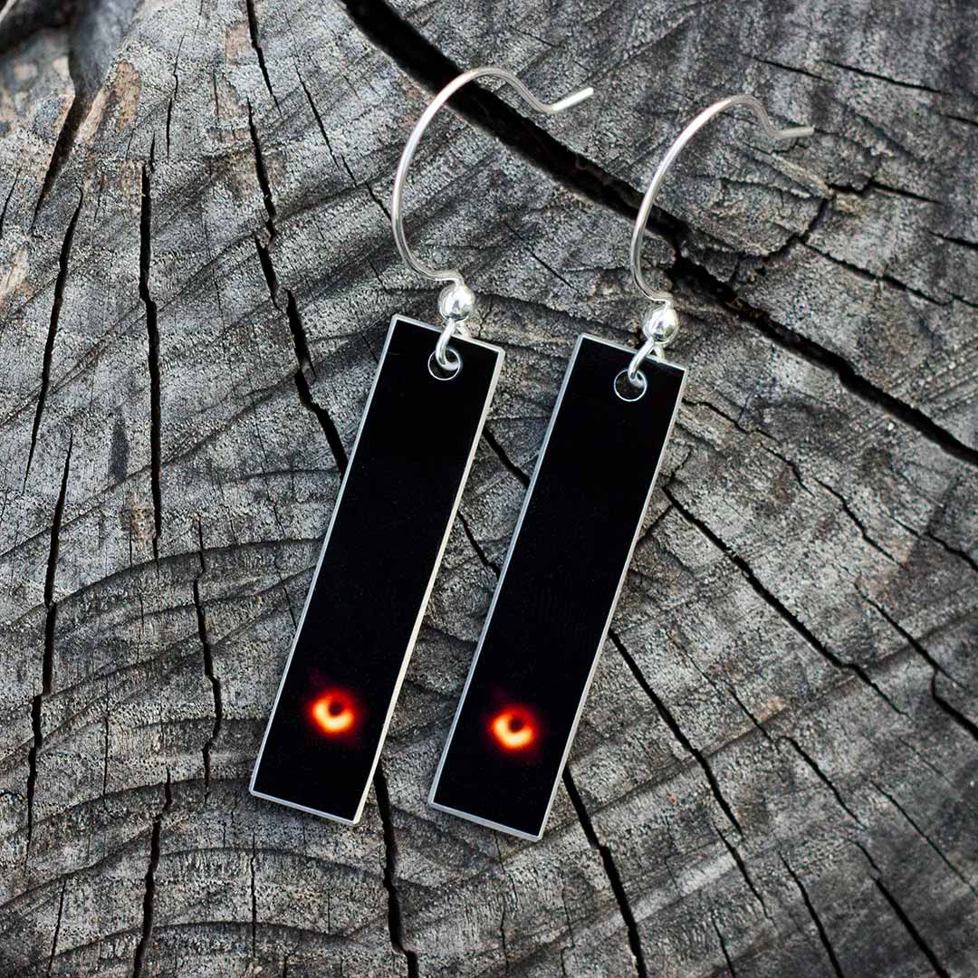 M87 black hole earrings -- astronomy jewelry for women in science, teachers, astronomers, and anyone who loves stargazing and the night sky