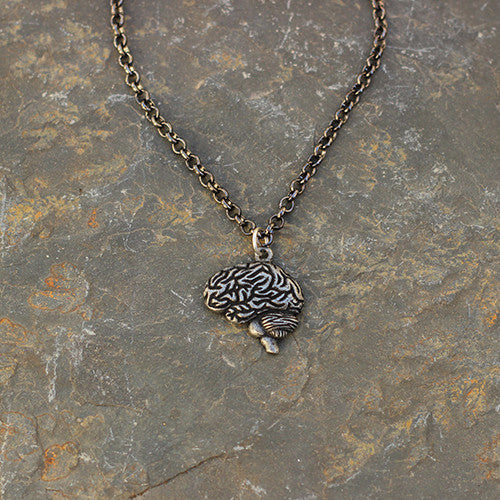 Brain necklace with a gunmetal chain. 