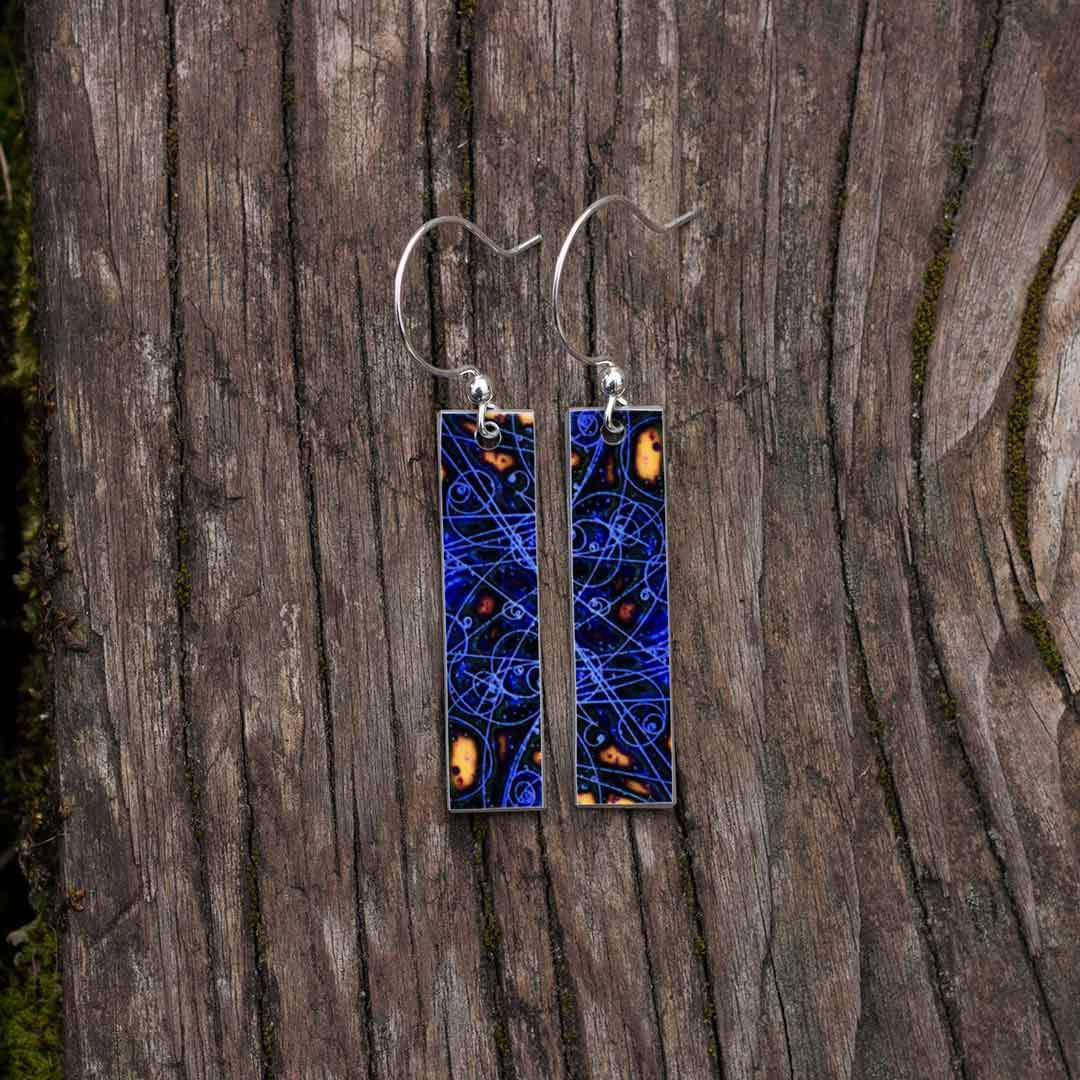 Particle Physics Earrings - using an image from a bubble chamber - science jewelry, great gift for a student, teacher, or physicist
