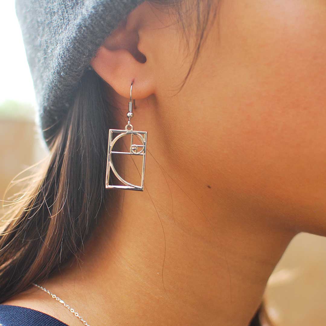 Fibonacci Earrings, based on the golden ratio. Great math jewelry for a student or teacher in mathematics.