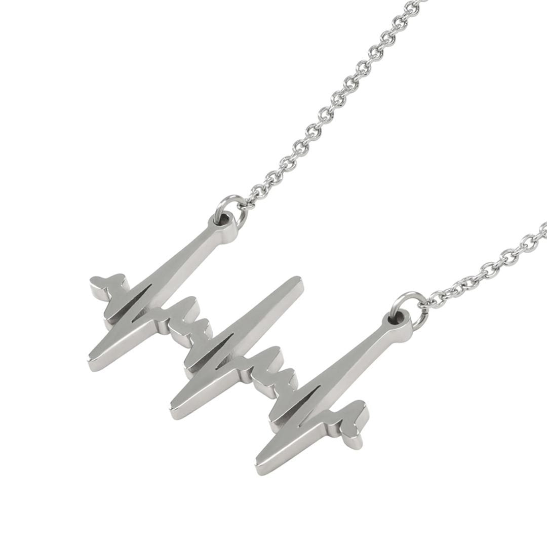 Heartbeat Necklace - based on real cardiograms, this scientifically accurate necklace makes a beautiful science jewelry gift for a nurse, doctor, medical student, or anyone who loves life. (Silver version)