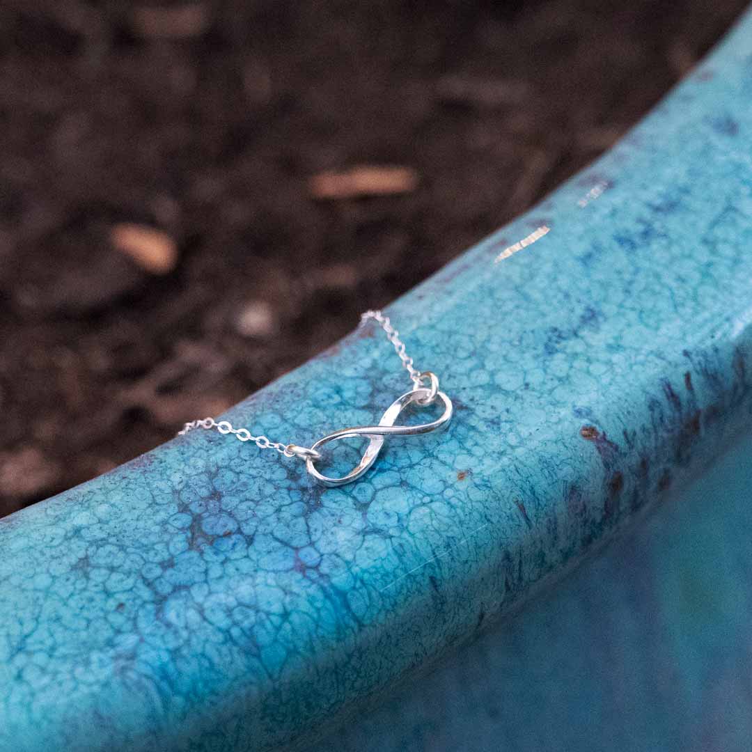 Sterling silver infinity necklace. Great science or math gift for a woman in STEM, especially mathematics.