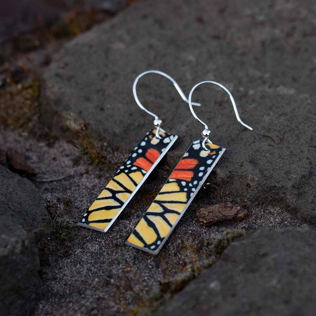 Monarch Butterfly on Sunflower Earrings | Sterling Silver | Light Years