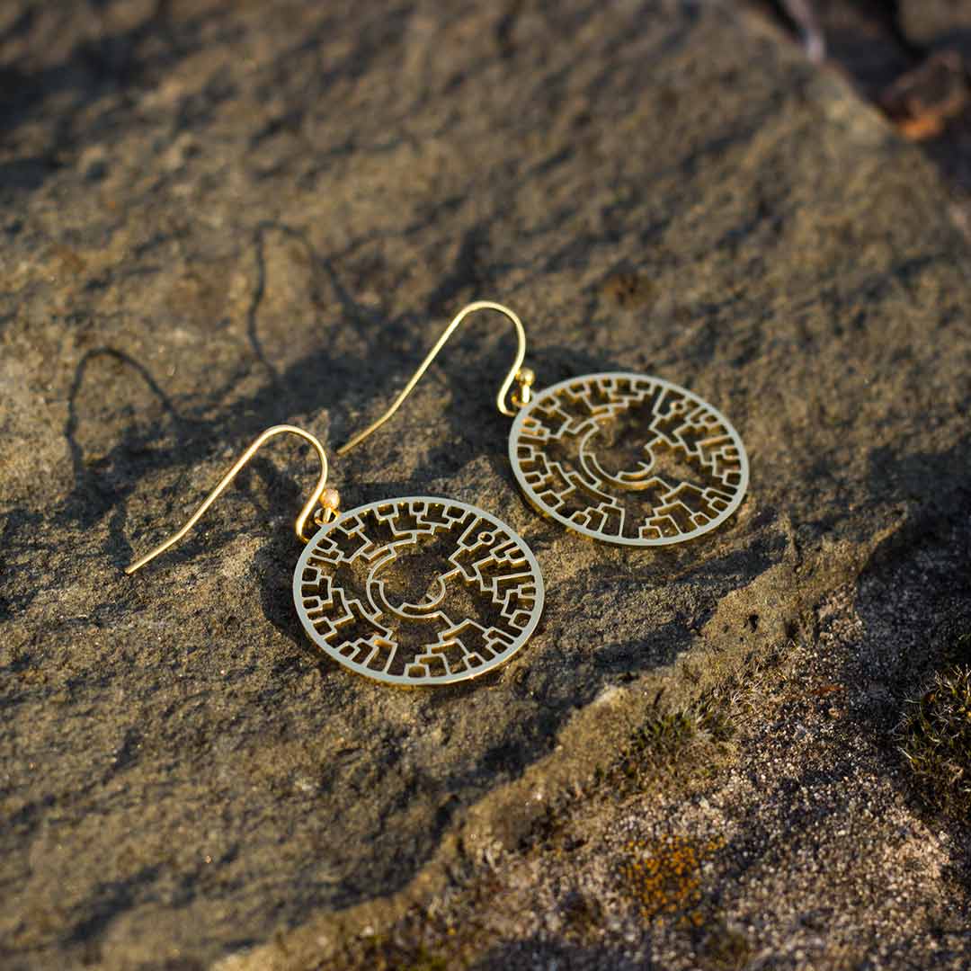 Phylogenetic Tree of Life Earrings: Darwin evolution science jewelry gift - gold version