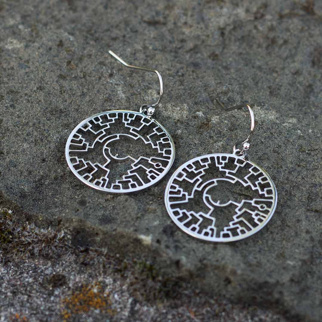 Phylogenetic Tree of Life Earrings: Darwin evolution science jewelry gift - silver version