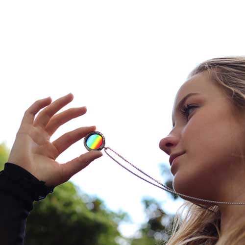 Solar spectrum necklace - science jewelry for astronomers, science teachers, star gazers, astronomy enthusiasts, and LGBT+ advocates.